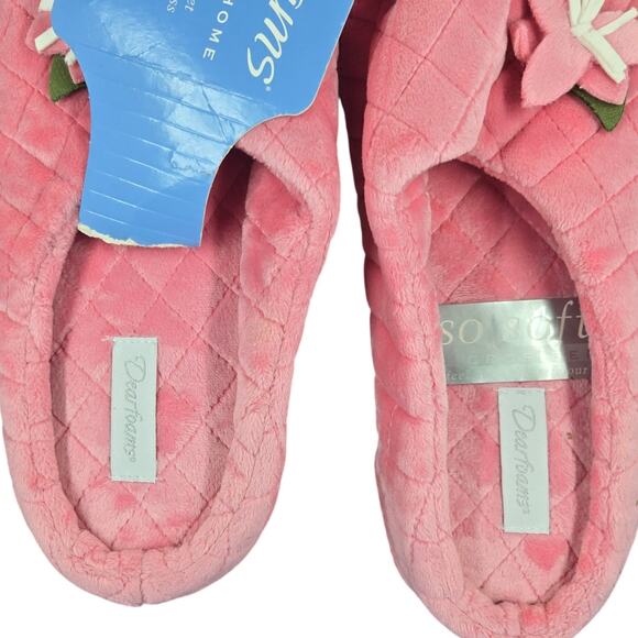 NWT Dearfoams XL 9.5-10.5 Pink Fluffy Indoor Slippers - Picture 2 of 6
